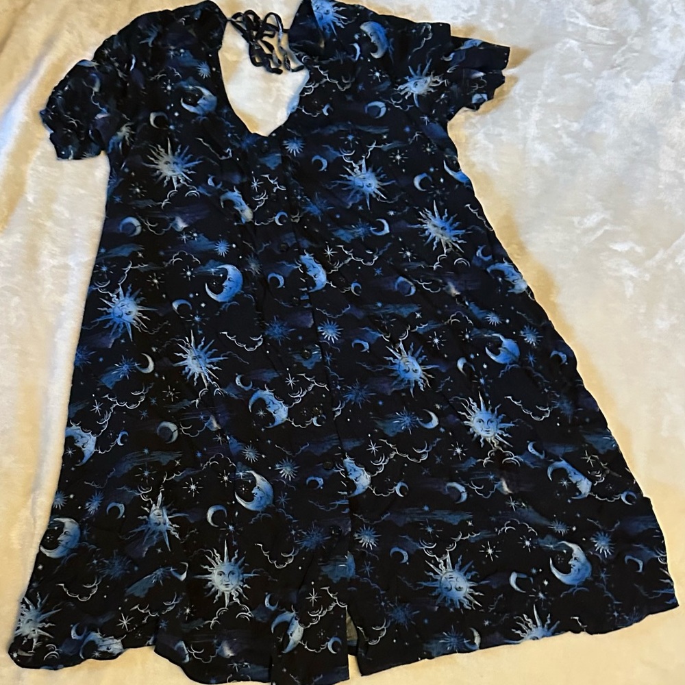 Hot Topic Blue and Black Celestial Mini Dress
